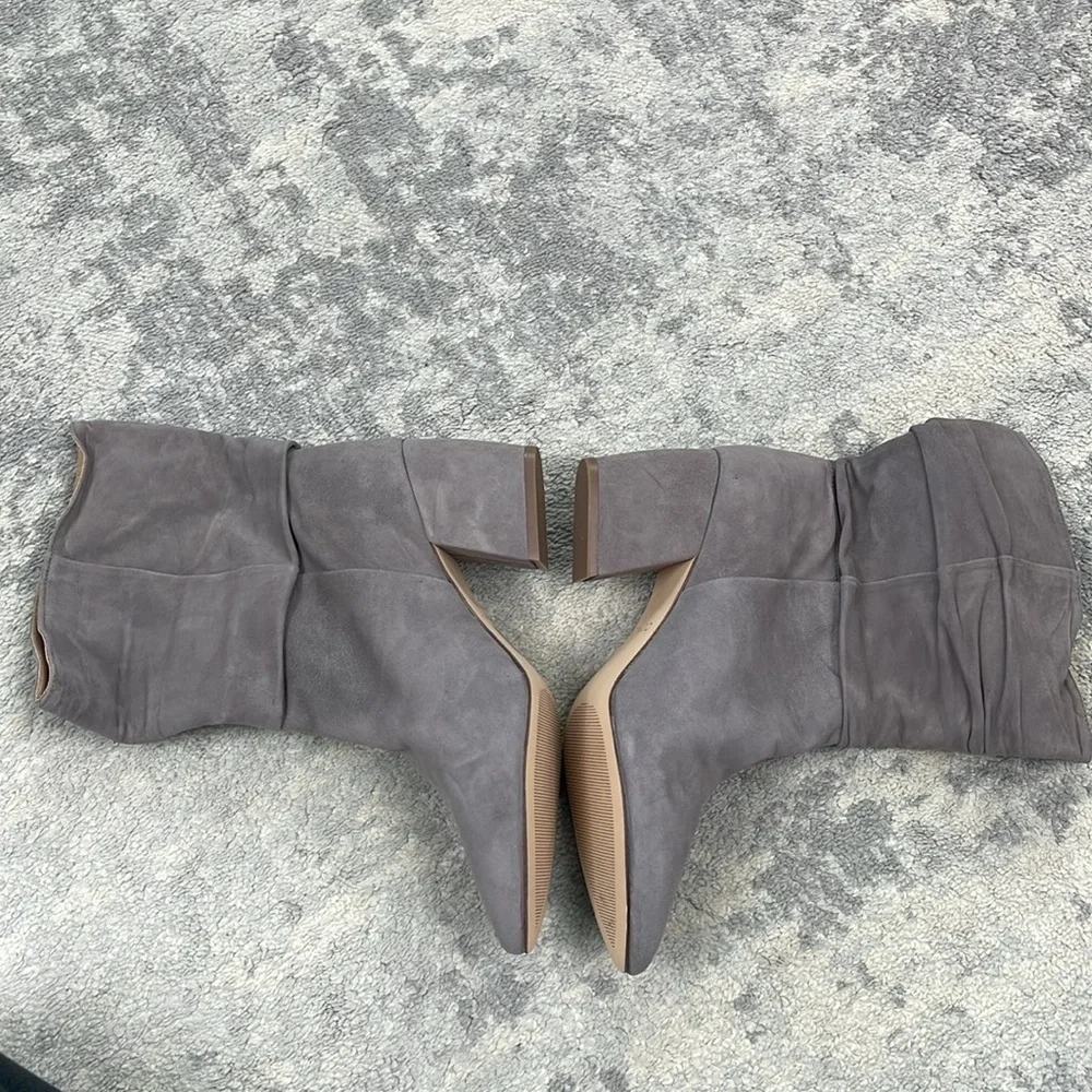 New Botkier Skylar Slouchy Suede Mid Boots Warm Gray Grey Scrunch Sz 9